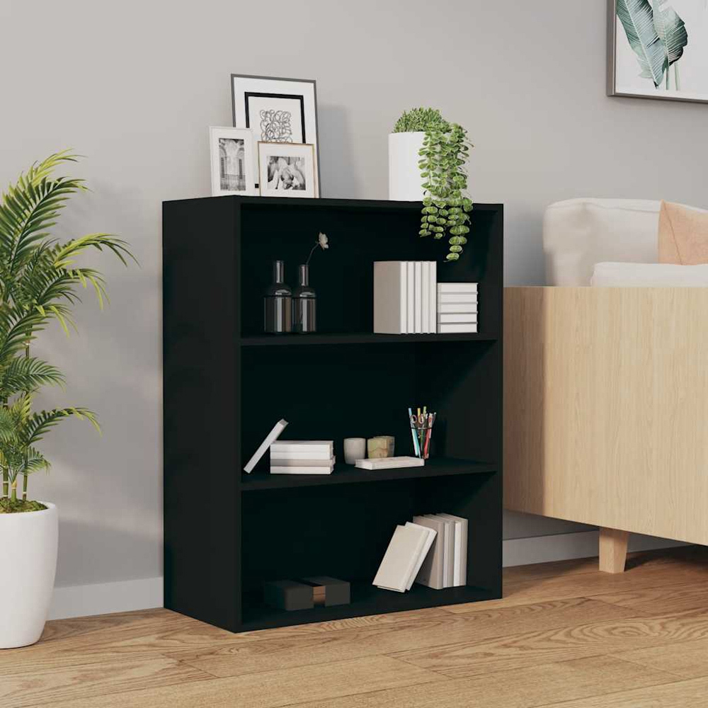 vidaXL 3 Shelf Black Hanging Wall Cabinet Image 7