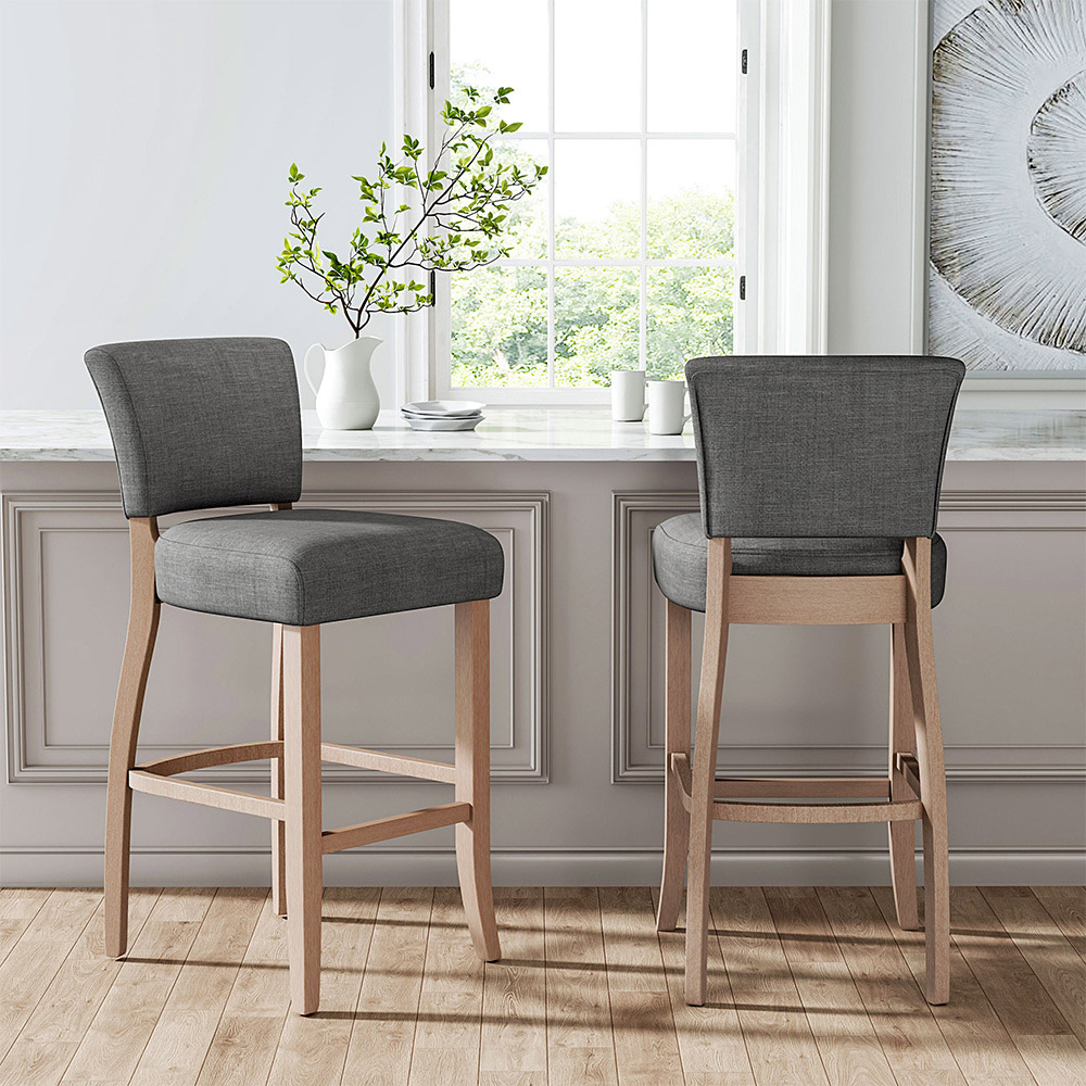Living and Home Wooden Bar Stool Set of 2 Image 8