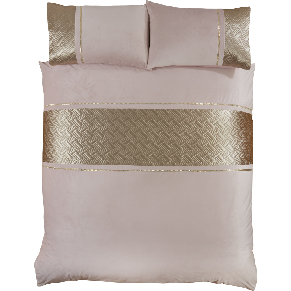 Rapport Home Capri Single Blush and Gold Velvet Duvet Set Image 3