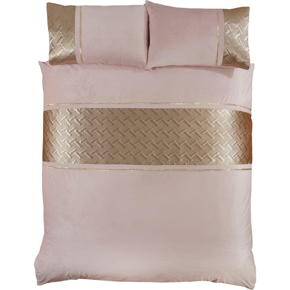 Rapport Home Capri Super King Blush and Gold Velvet Duvet Set Image 3