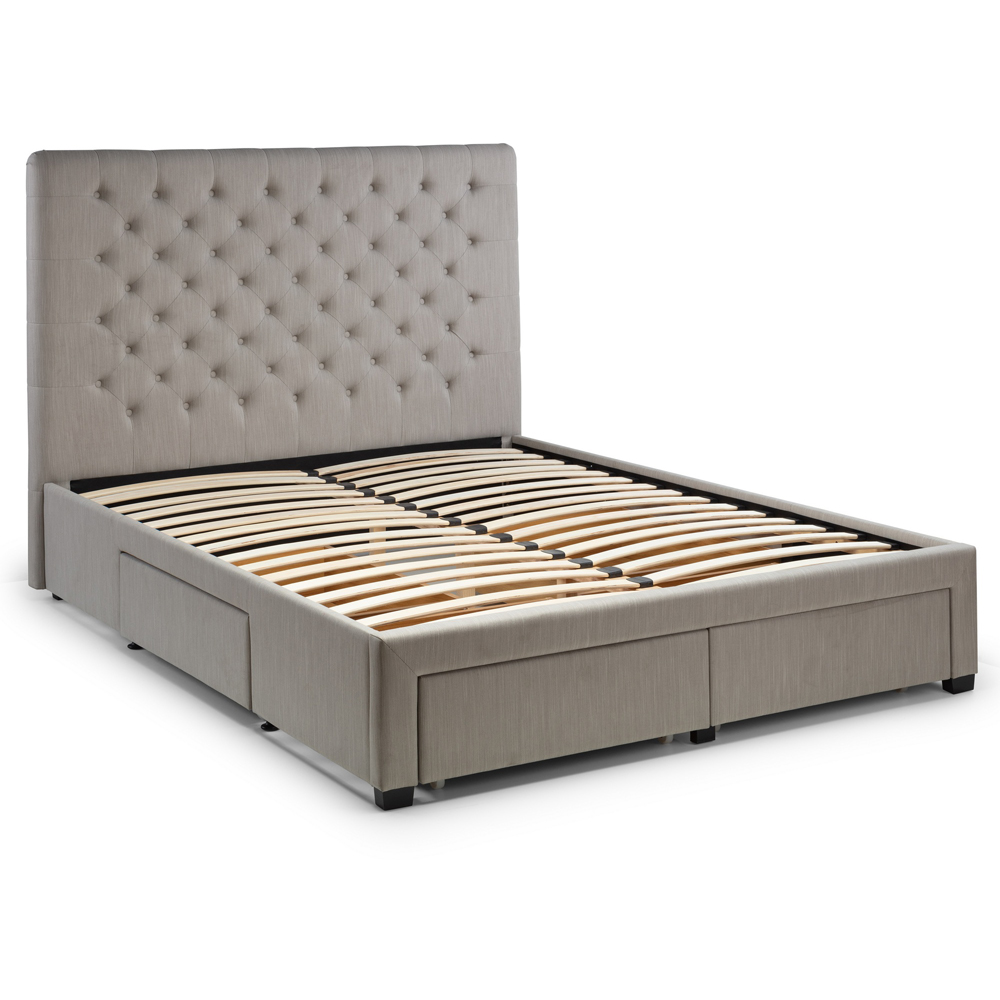 Julian Bowen Wilton Double Deep Button Grey Linen Bed Frame with Underbed Drawers Image 4