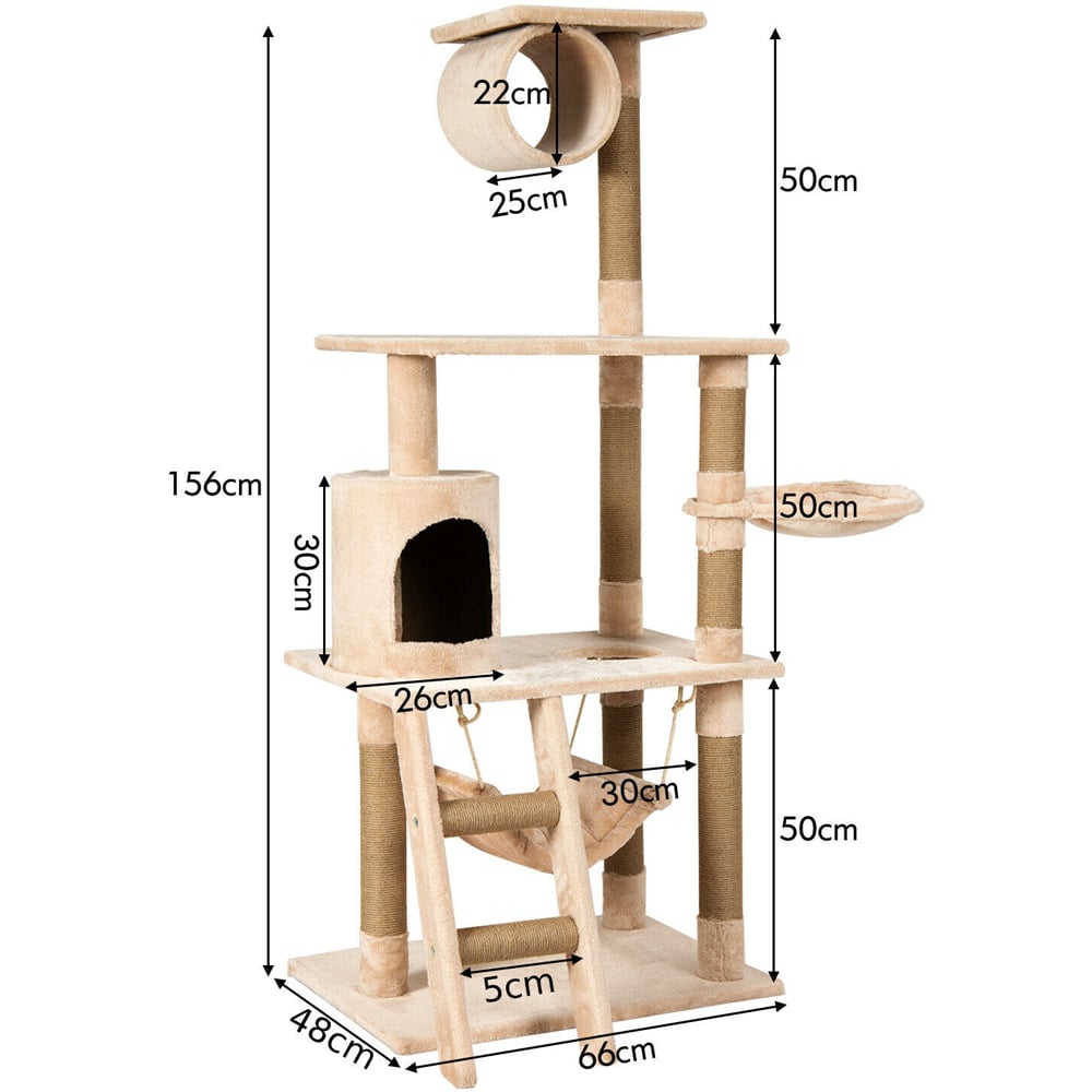 Costway Beige Multi Level Cat Scratch Post Tree Image 9