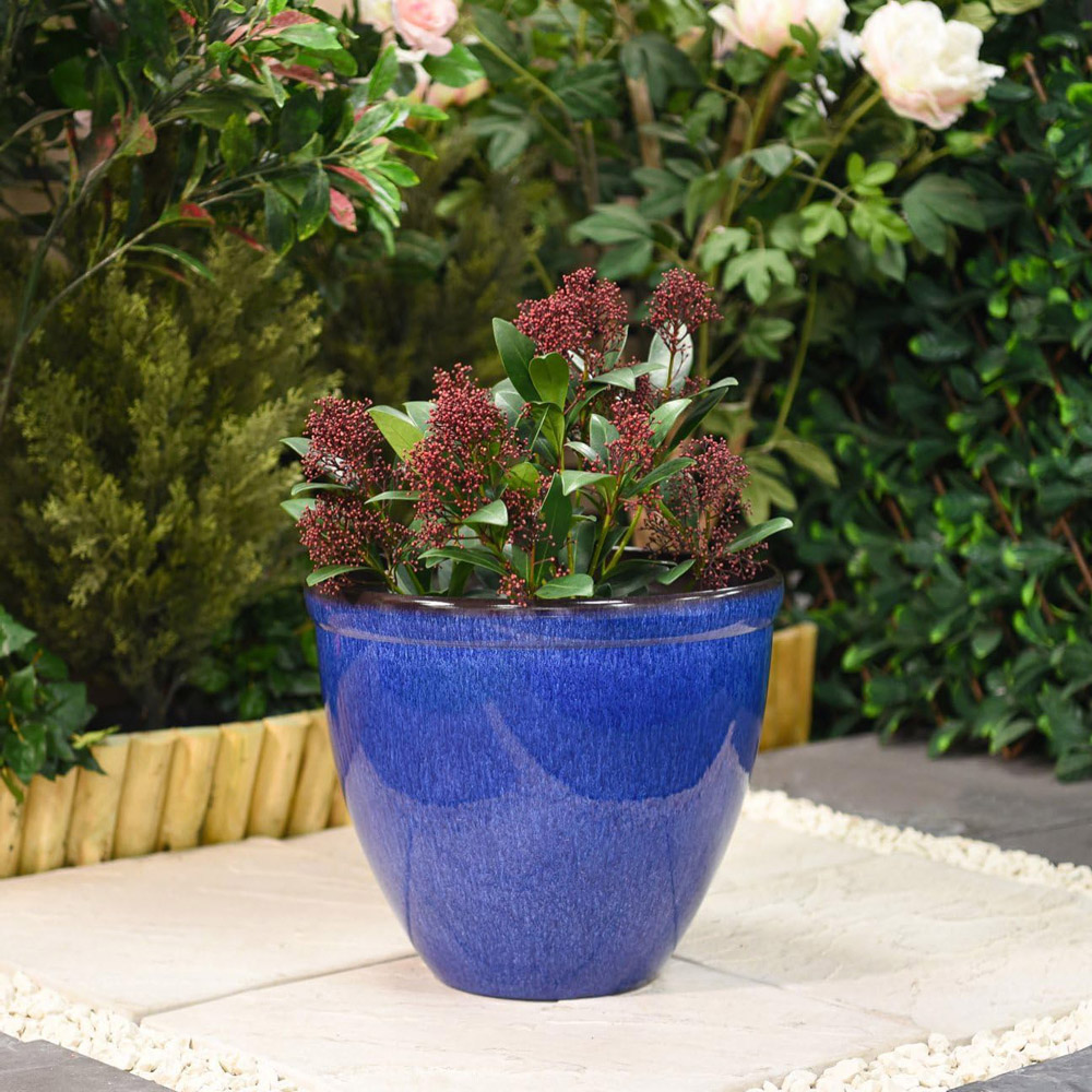 Garden Gear Ocean Blue Bell Glazed Planter 39.5cm 2 Pack Image 2