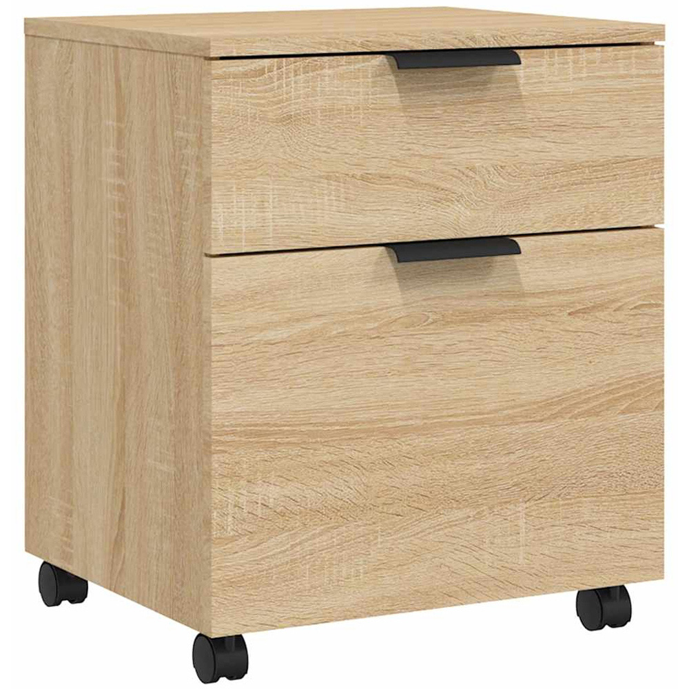 vidaXL Single Door Single Drawer Sonoma Oak File Cabinet with Swivel Wheels Image 2