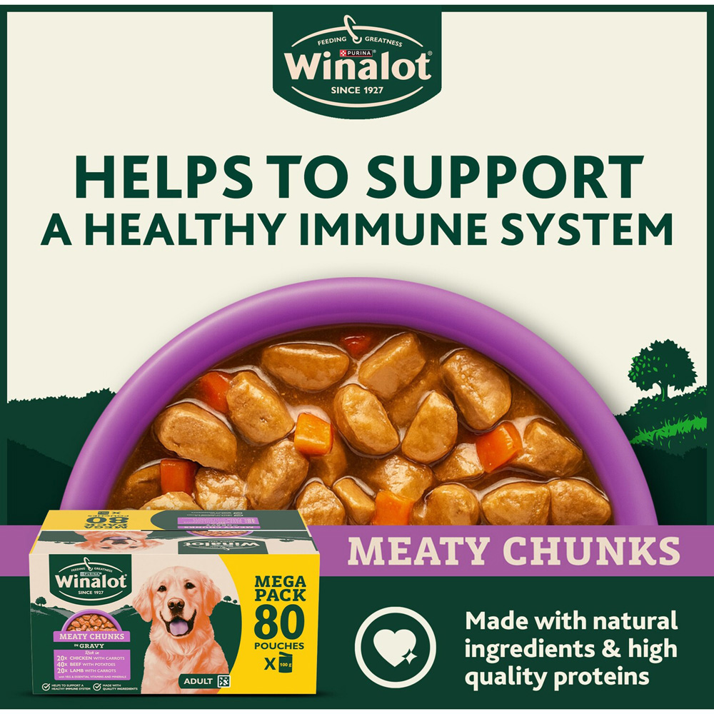 Pack of 80 Winalot Meaty Chunks in Gravy Wet Dog Food Image 2