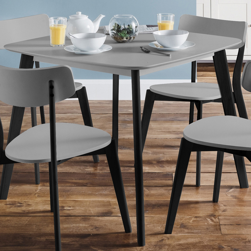 Julian Bowen Casa 4 Seater Square Dining Table Grey and Black Image 1