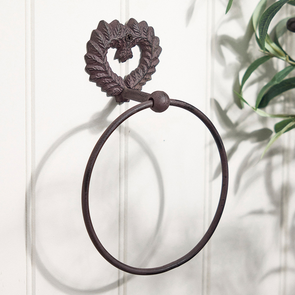 Dibor Antique Brown Isabelle Heart-Shape Towel Ring Image 2