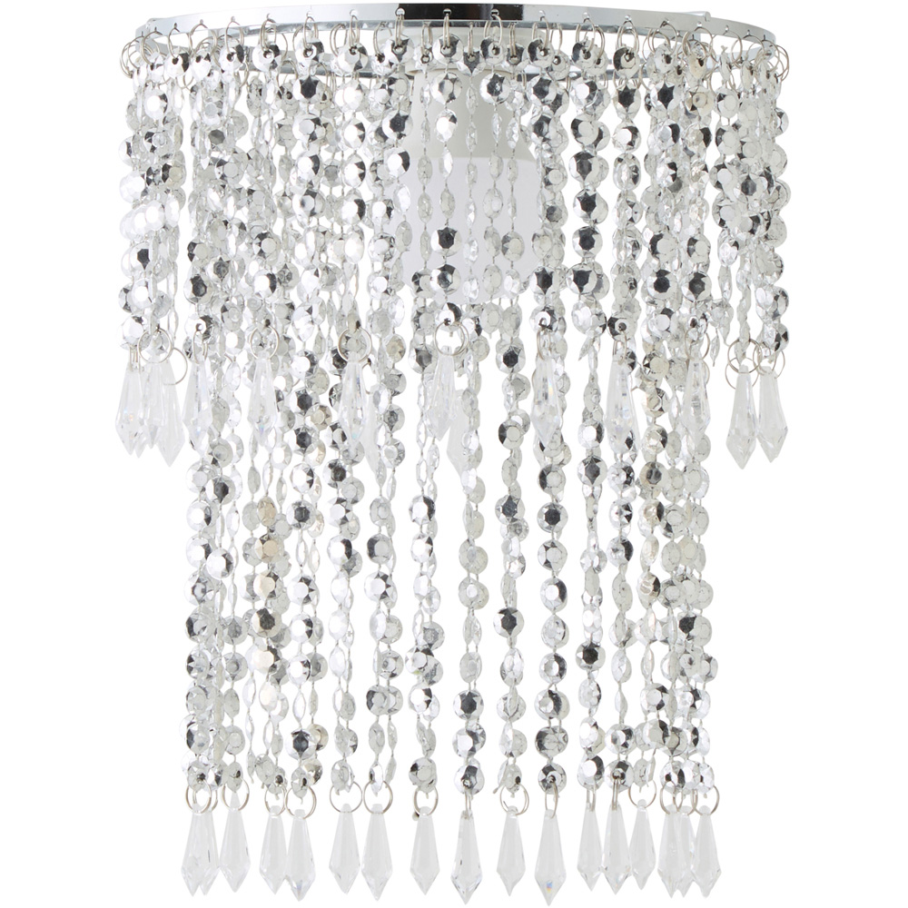 ValueLights Chrome Beaded Droplet Crystal Style Acrylic Ceiling Pendant Shade Image 1