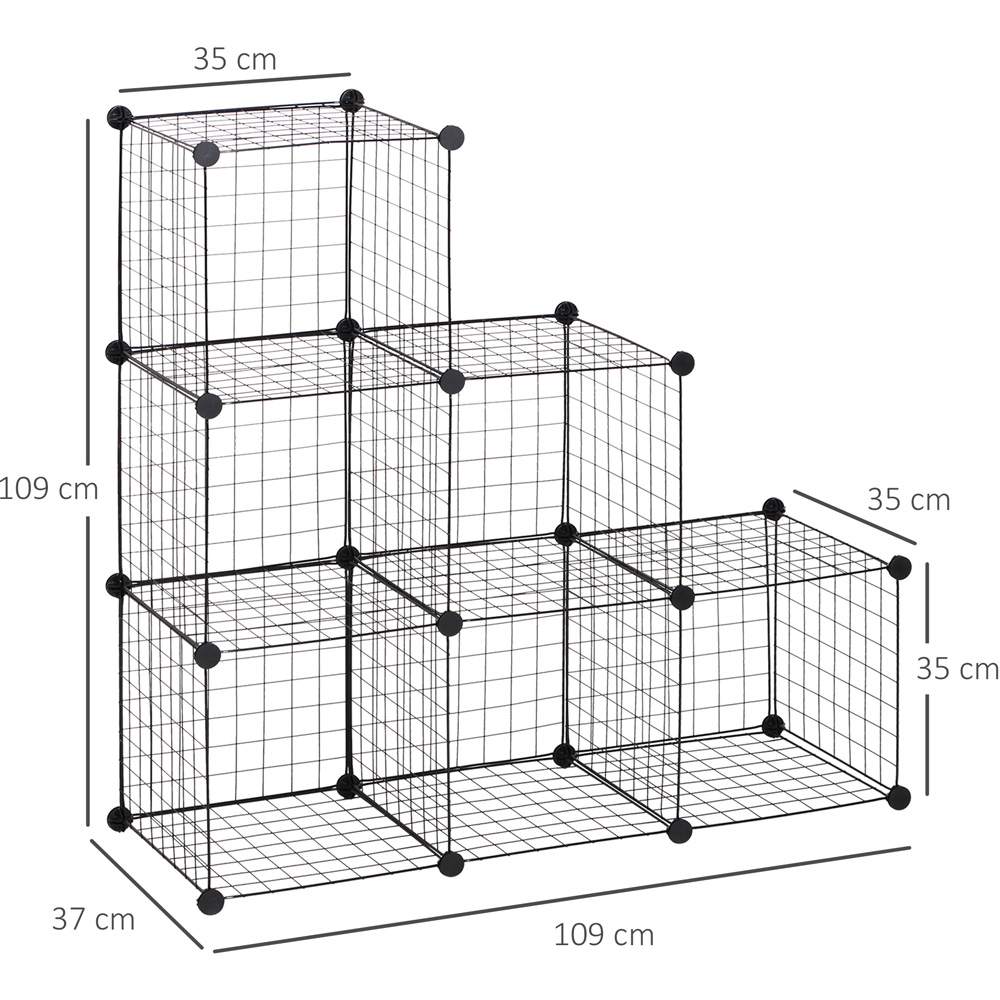 HOMCOM 6 Cube Black Interlocking Metal Storage Unit Image 8