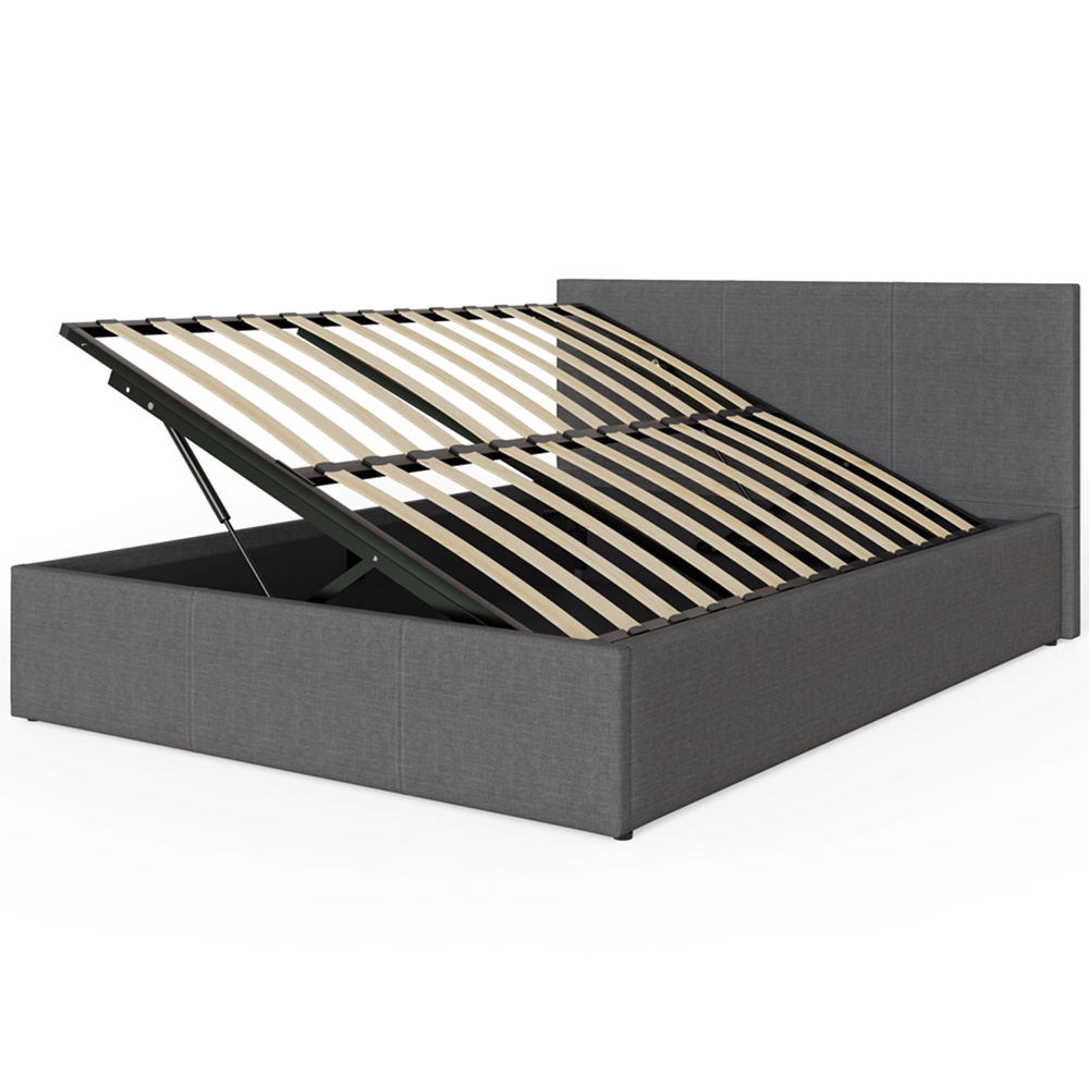 GFW Small Double Grey Hopsack Fabric Side Lift Ottoman Bed with Bonnell Mattress Image 4