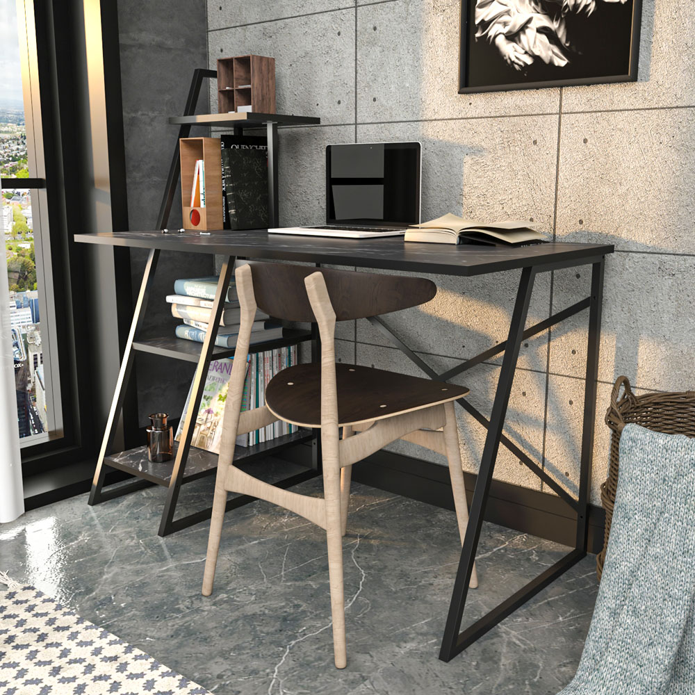 Decorotika Admira 4 Shelf Writing Desk Bendire Black Image 5
