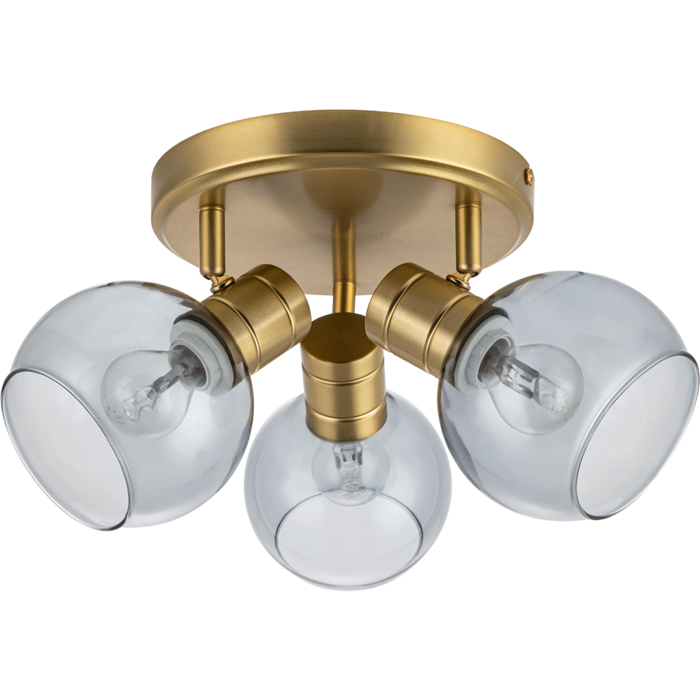 Cosylyte Hilston 3 Light Smoky Glass Shade Gold Spotlight with Metal Base Image 1