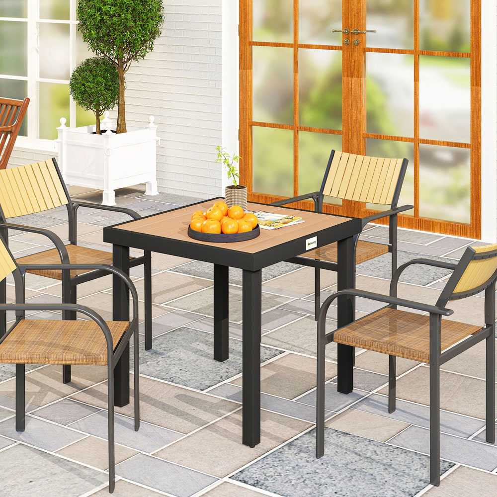 Outsunny 4 Seater Natural Garden Dining Table Image 3