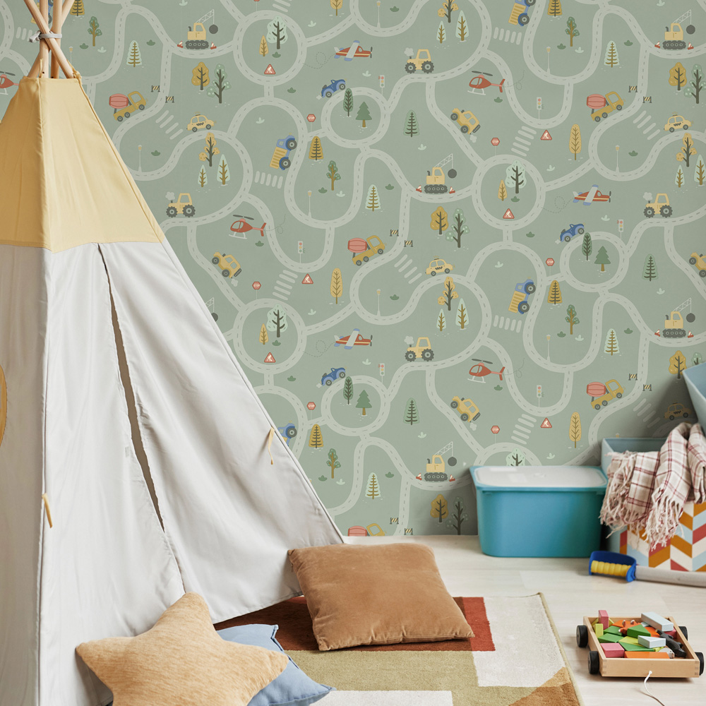 Holden Decor Roundabout Road Sage Wallpaper Image 3