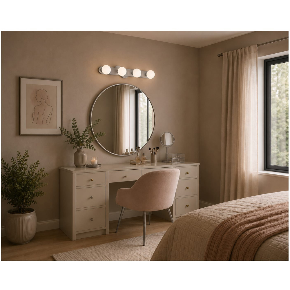 Cosylyte Bowen Bathroom 4 Light Classic Opal Glass Chrome Ceiling Flush Light Image 6