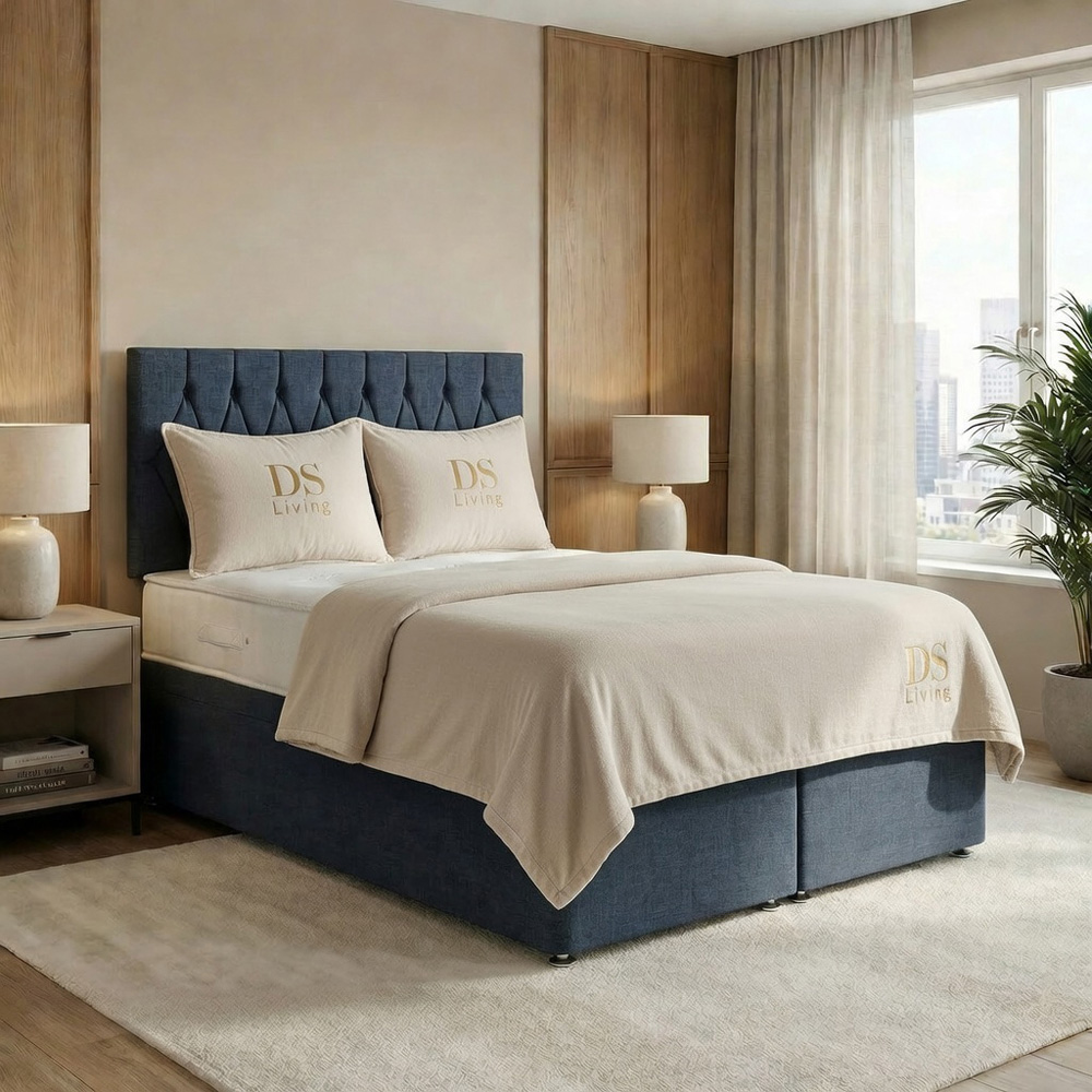DS Living Diamond Single Denim Upholstered Divan Bed Image 4