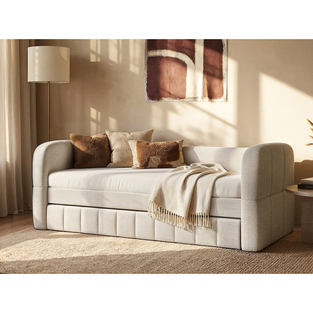 Flair Livia Cream Chenille Day Bed with Trundle Image 6