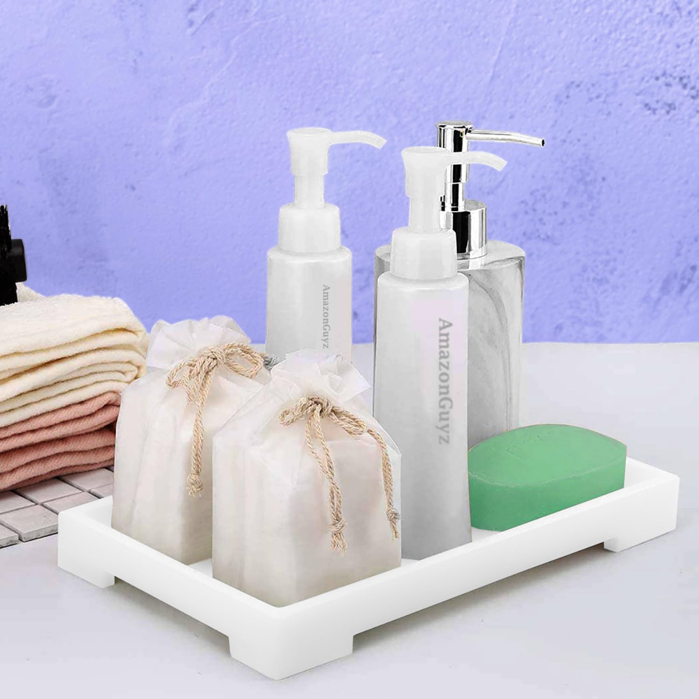 ATEK Medium White Multi-Purpose Resin Vanity Serving Tray Image 5