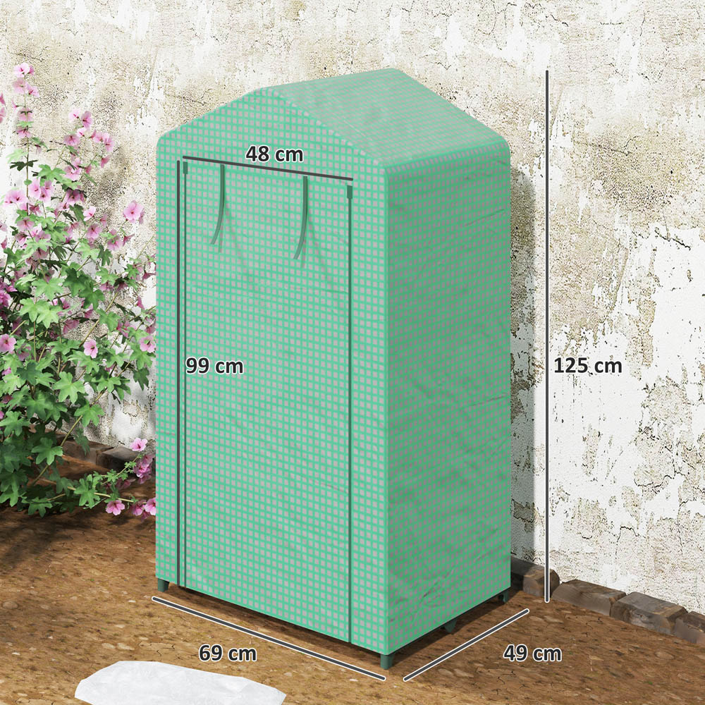 Outsunny 3 Shelf Green Mini Greenhouse with Roll Up Door Image 9