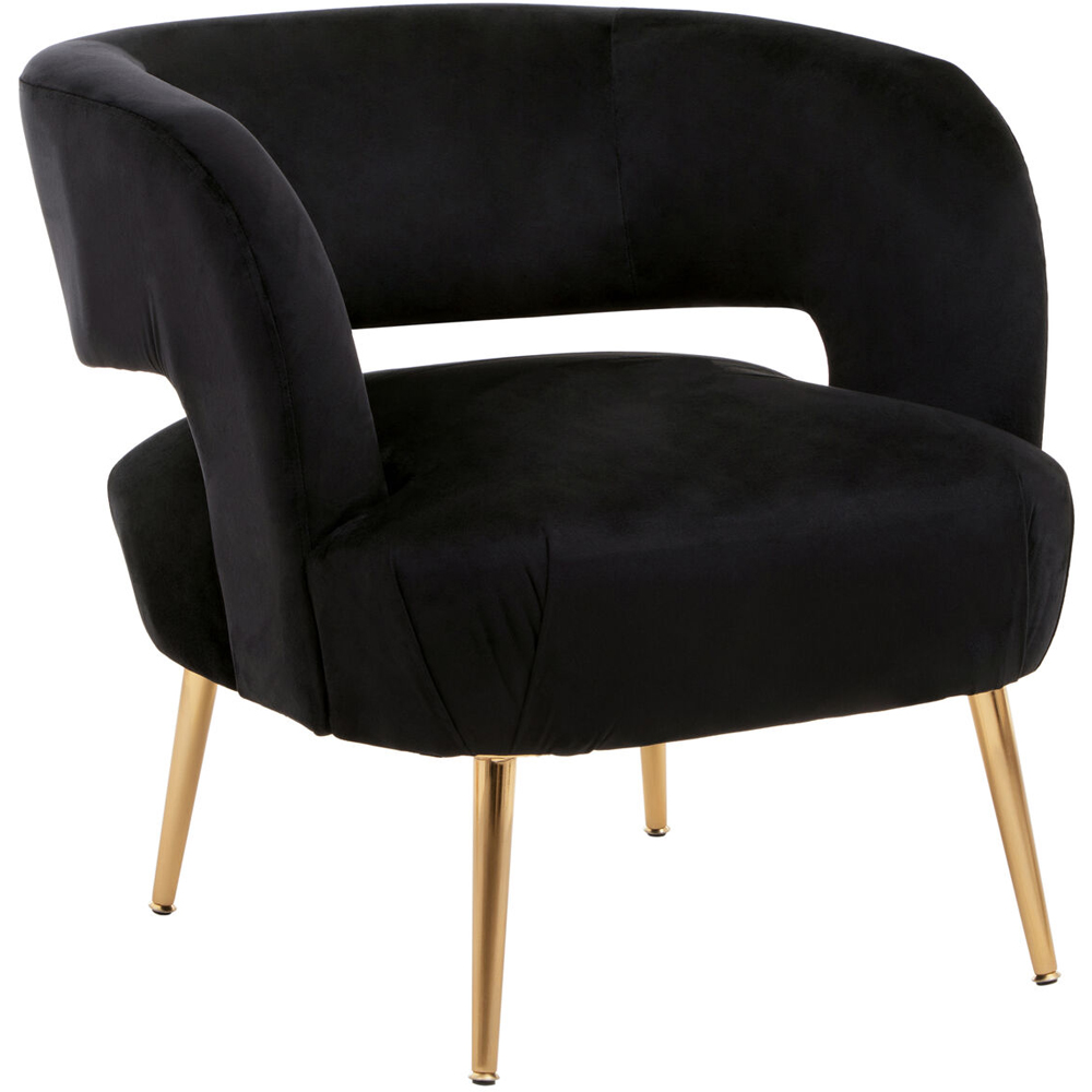 Premier Housewares Larissa Black Velvet Curved Accent Chair Image 2