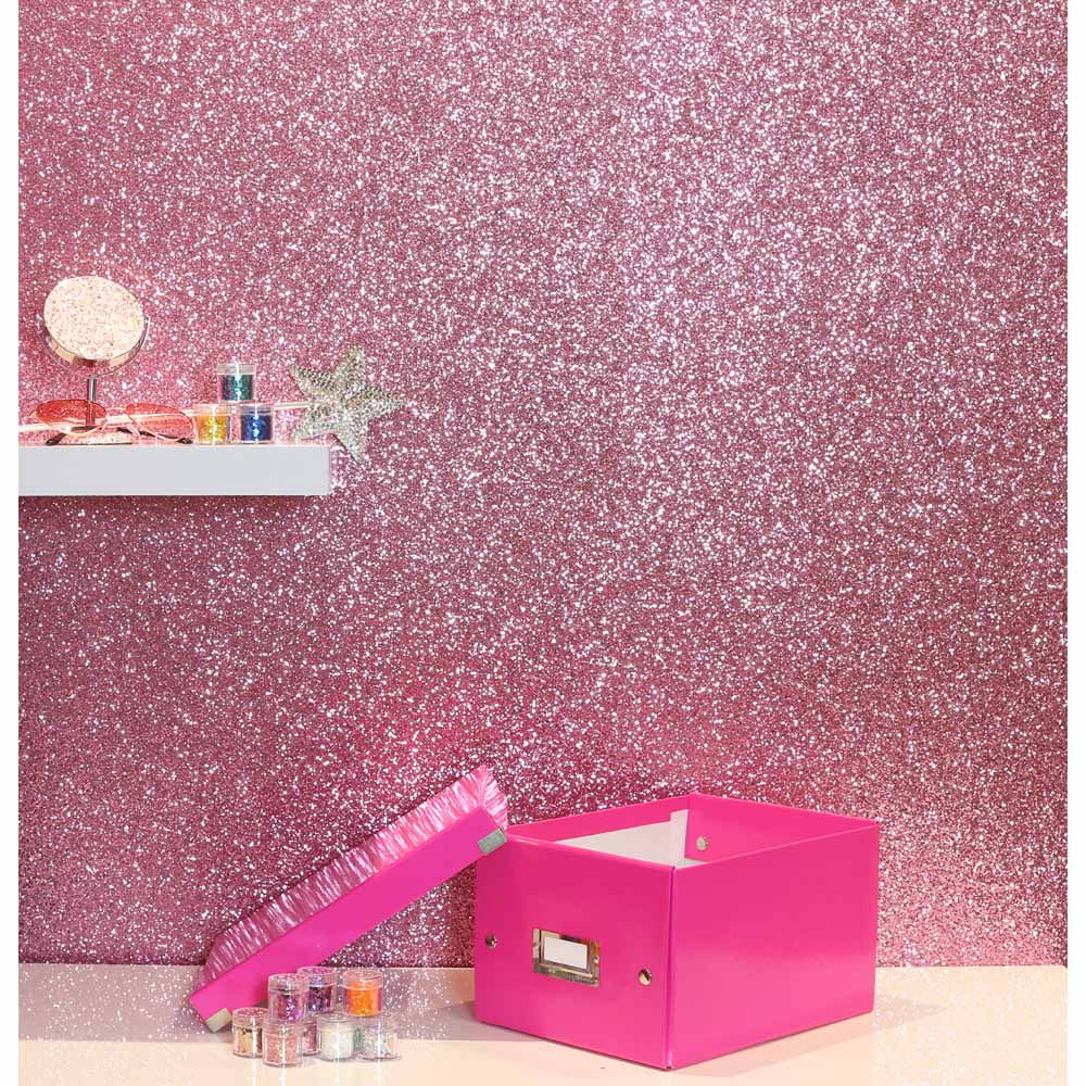 Arthouse Sequin Sparkle Pink Wallpaper | Wilko