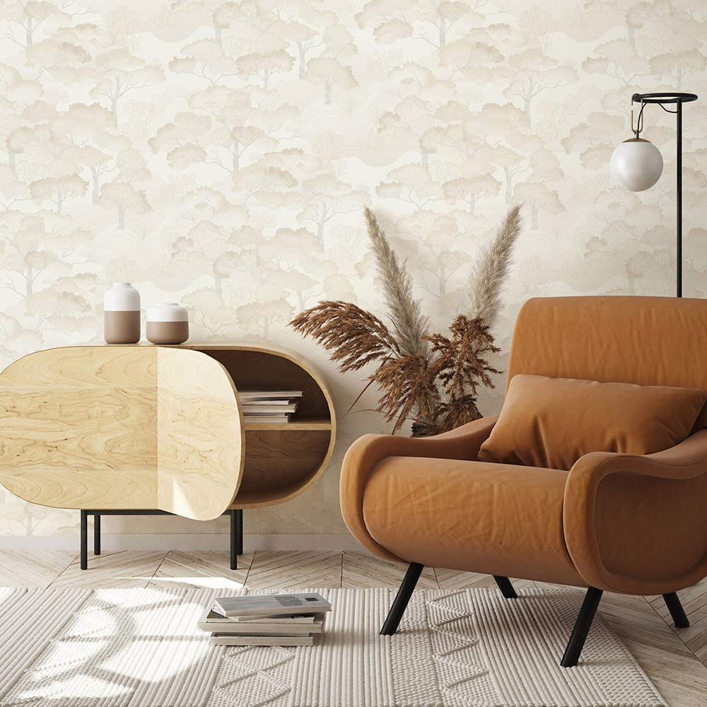 Elle Decoration Golden Grove Cream Vinyl Wallpaper by Erismann Image 2