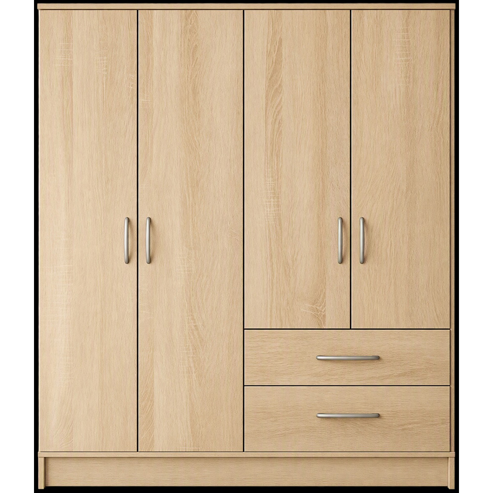 TJ'S Venice 4 Door 2 Drawer Oak Wardrobe Image 2