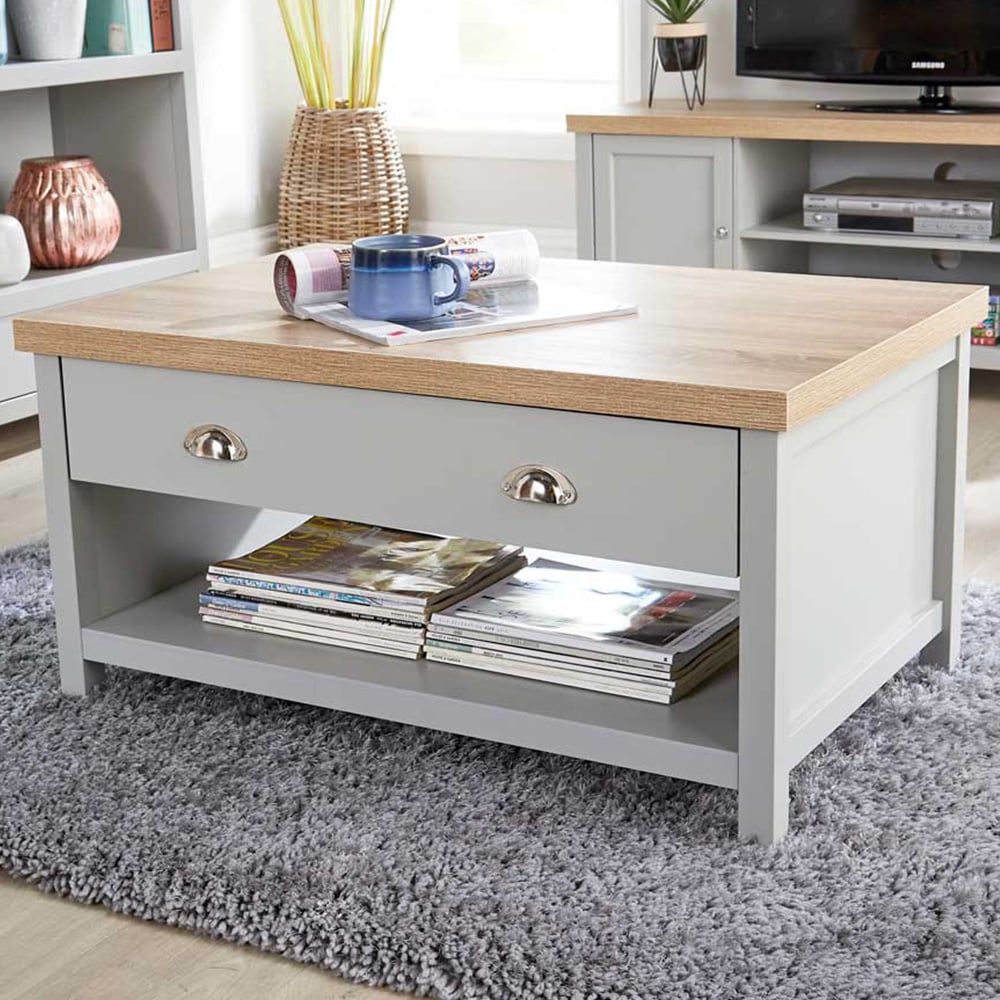 Home Source Avon 2 Drawer Grey Coffee Table Image 1