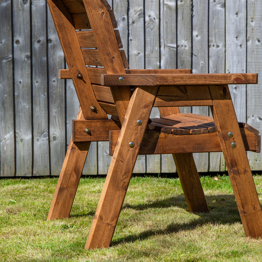 Samuel Alexander Chunky Rustic Wooden Garden Chair Image 4