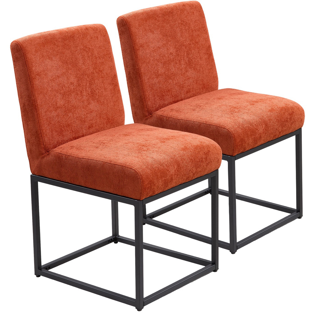 Living and Home Set of 2 Orange Chenille Dining Chair Image 2