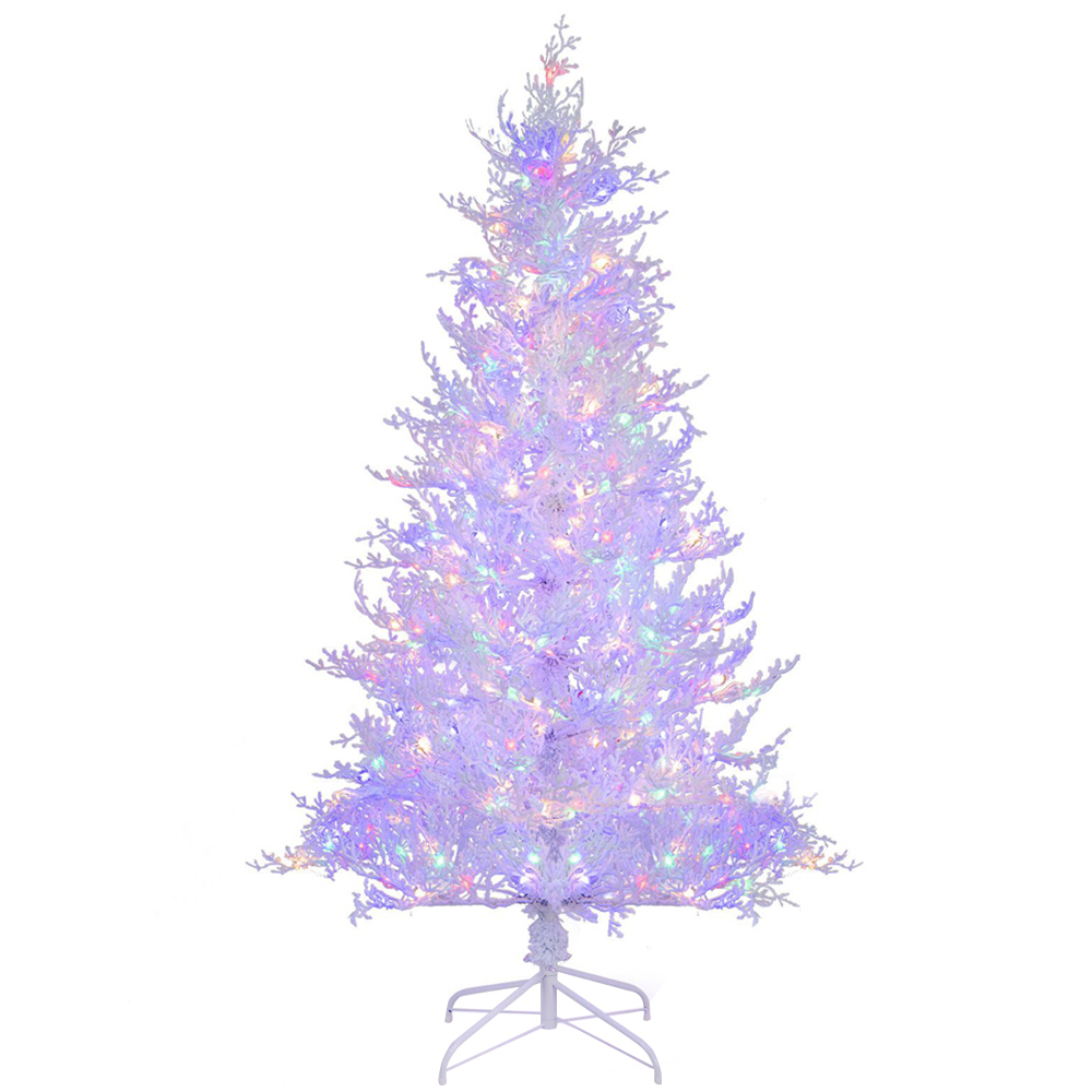 Costway Pre Lit White Snow Flocked PE LED Artificial Christmas Tree 6ft Image 1