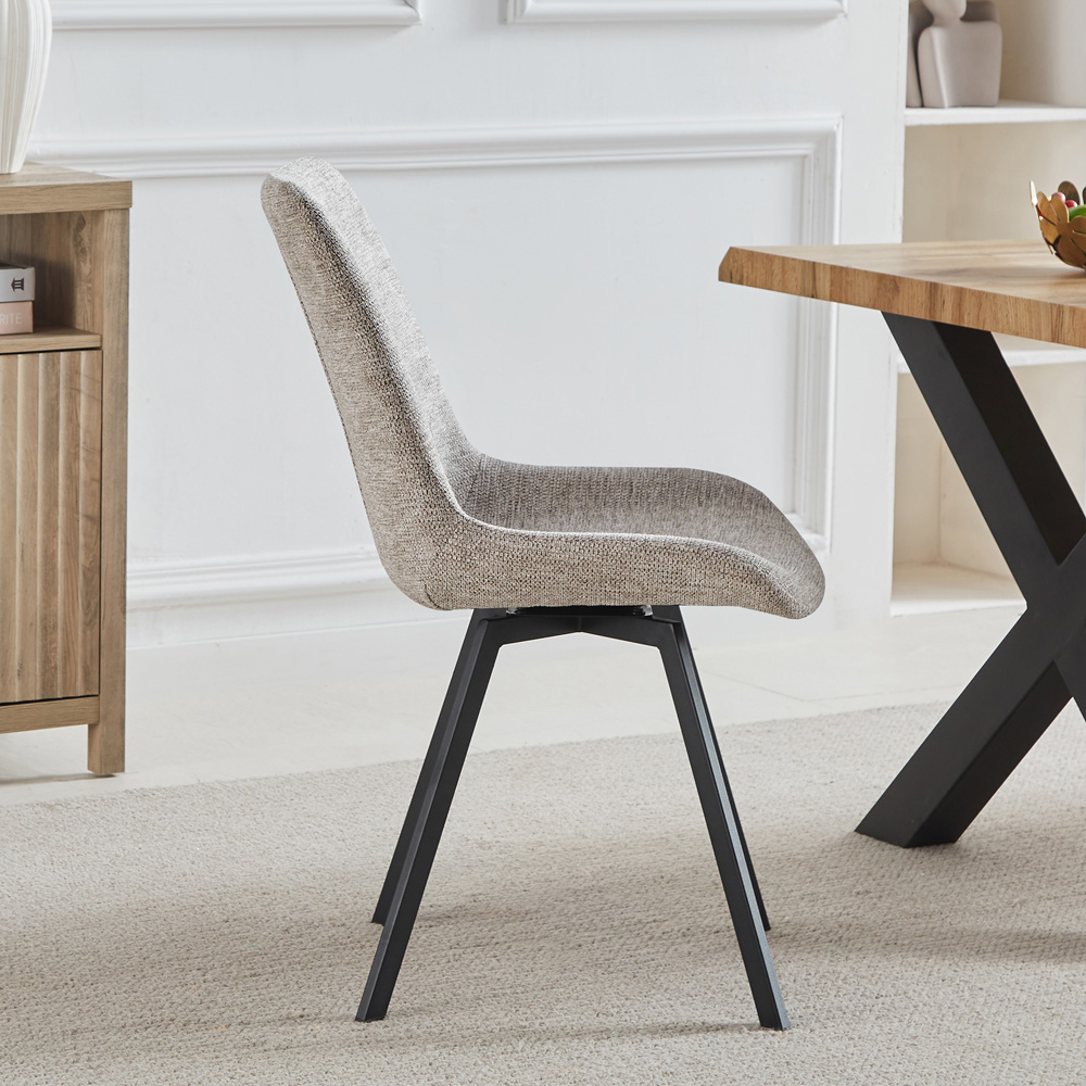 Artemis Home Caino Set of 2 Beige Swivel Seat Fabric Dining Chair Image 4