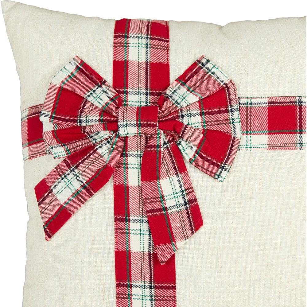 Tartan Present Bow Cushion Image 3