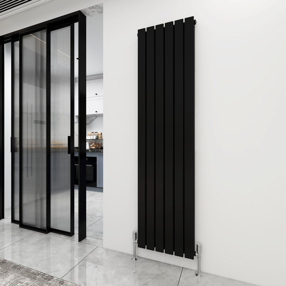 Black 6663 BTU Double Flat Panel Vertical Column Radiator 1800 x 408mm Image 2