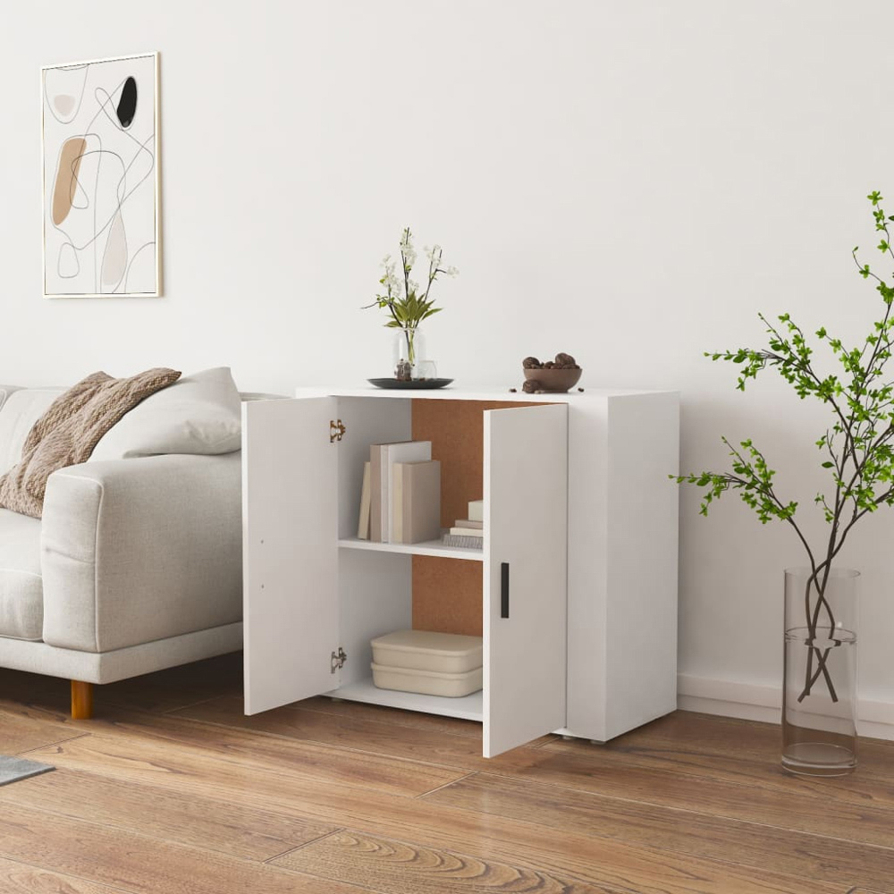 vidaXL 2 Door White Sideboard Image 8