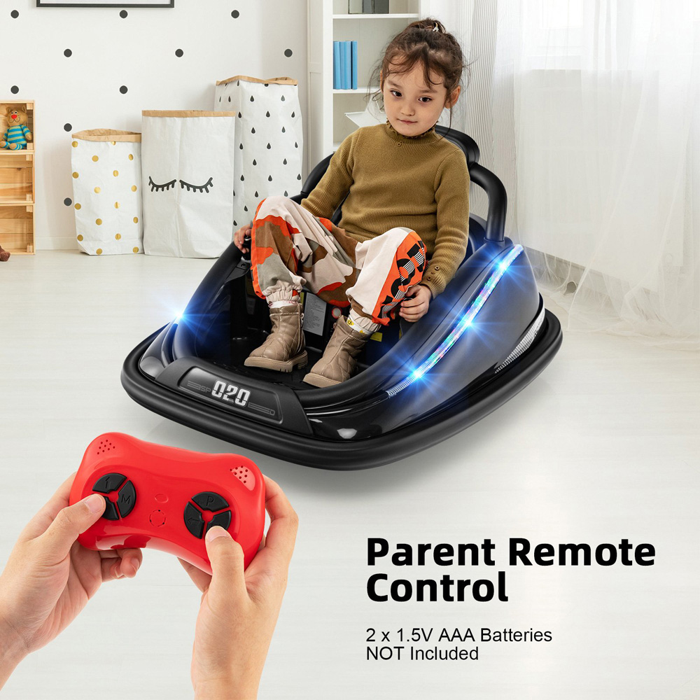 Costway Kids Black Electric Bumper Car with Spin and Remote Control Image 5