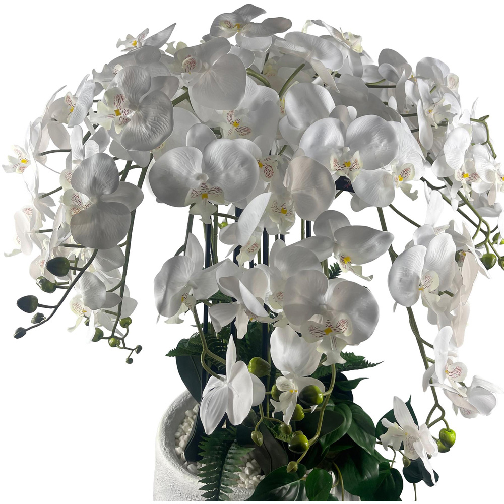 Leaf White Orchid Display Artificial Plant in Pot 5ft Image 2