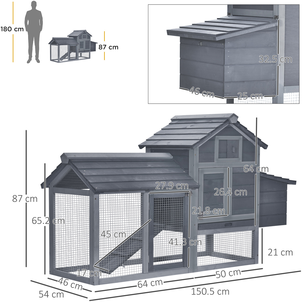 PawHut Grey Wooden Chicken Coop Image 6
