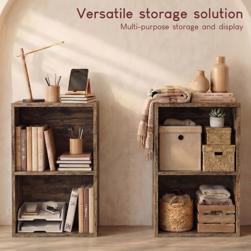 VIDA DESIGNS Oxford 2 Shelf Dark Wood Cube Bookcase Image 4