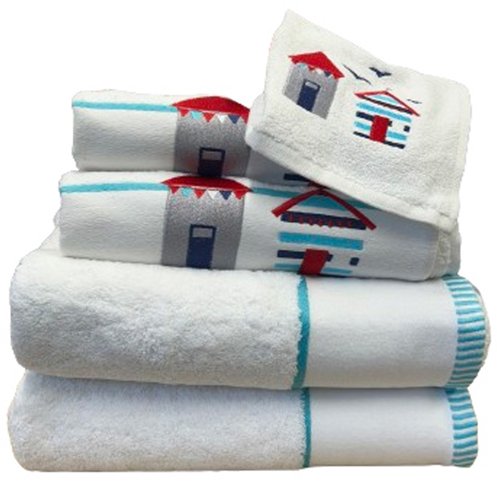 Bellissimo Beach Hut Green Turkish Cotton Towels Set of 6 Image 1
