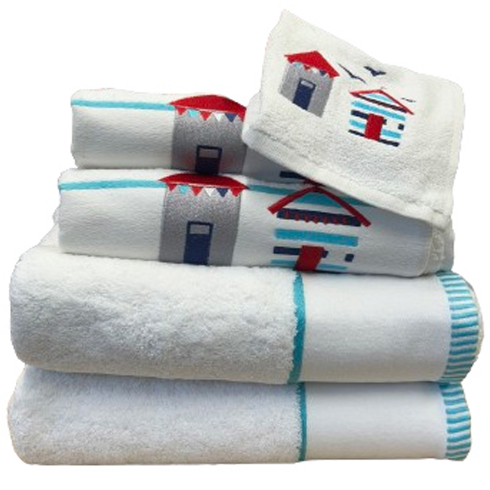 Beach hut hand towel online