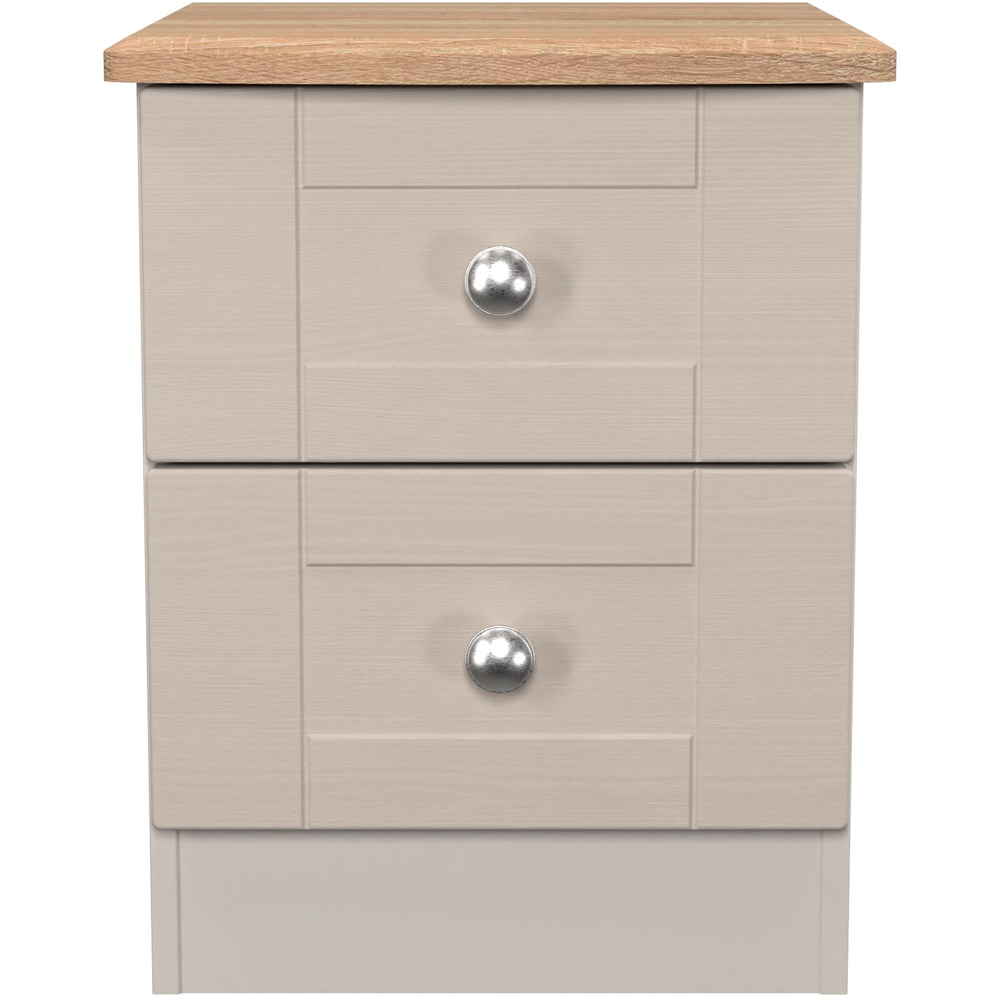 Crowndale Sussex 2 Drawer Kashmir Ash and Bardolino Oak Compact Bedside Cabinet Ready Assembled Image 2