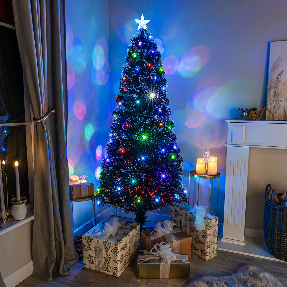 The Christmas Centre 50 Multicolour LED Black Fibre Optic Artificial Xmas Tree 5ft Image 2