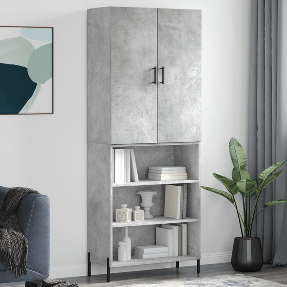 vidaXL 2 Door 3 Shelf Concrete Grey Highboard Image 1