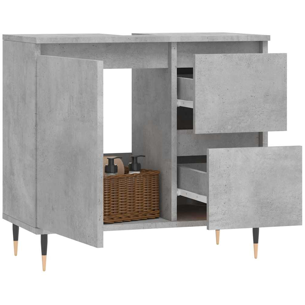vidaXL Single Door 2 Drawer Concrete Grey Bathroom Cabinet Image 3