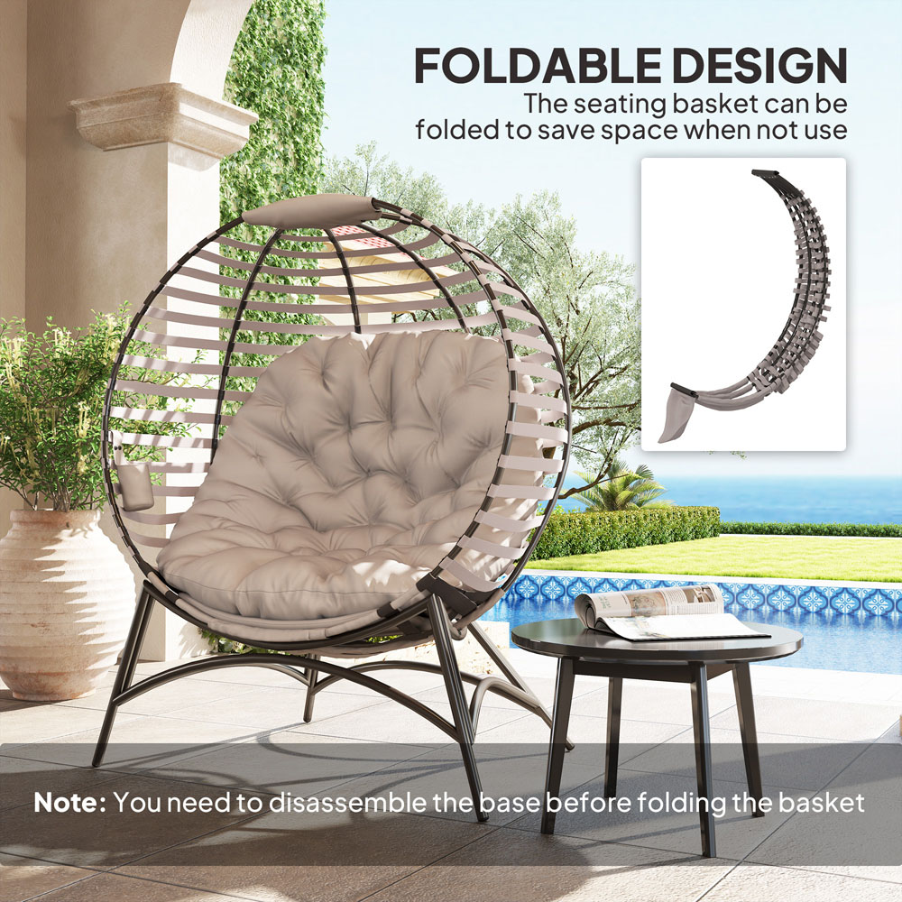 Outsunny Light Grey Egg Chair with Cushion Image 8