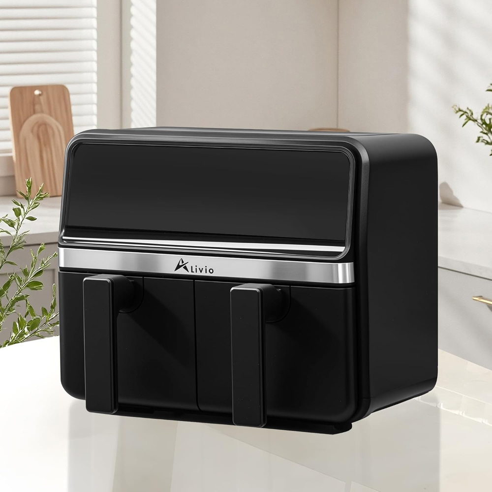 Alivio ZG033E-AIRFRYER Black Dual Basket 9L Air Fryer with LED Touch Screen 2200W Image 4