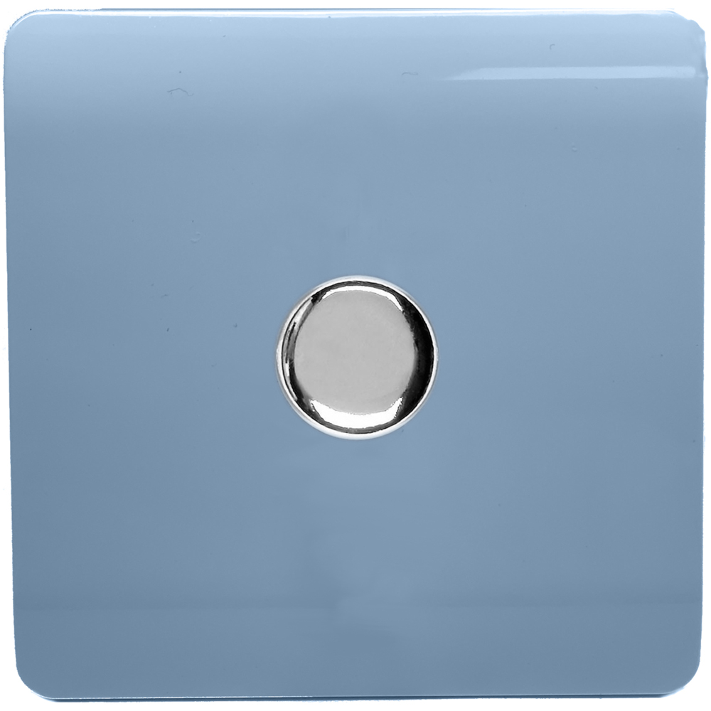 Trendi Switch 1 Gang 10amp Sky Blue Rotary LED Dimmer Light Switch Image 1