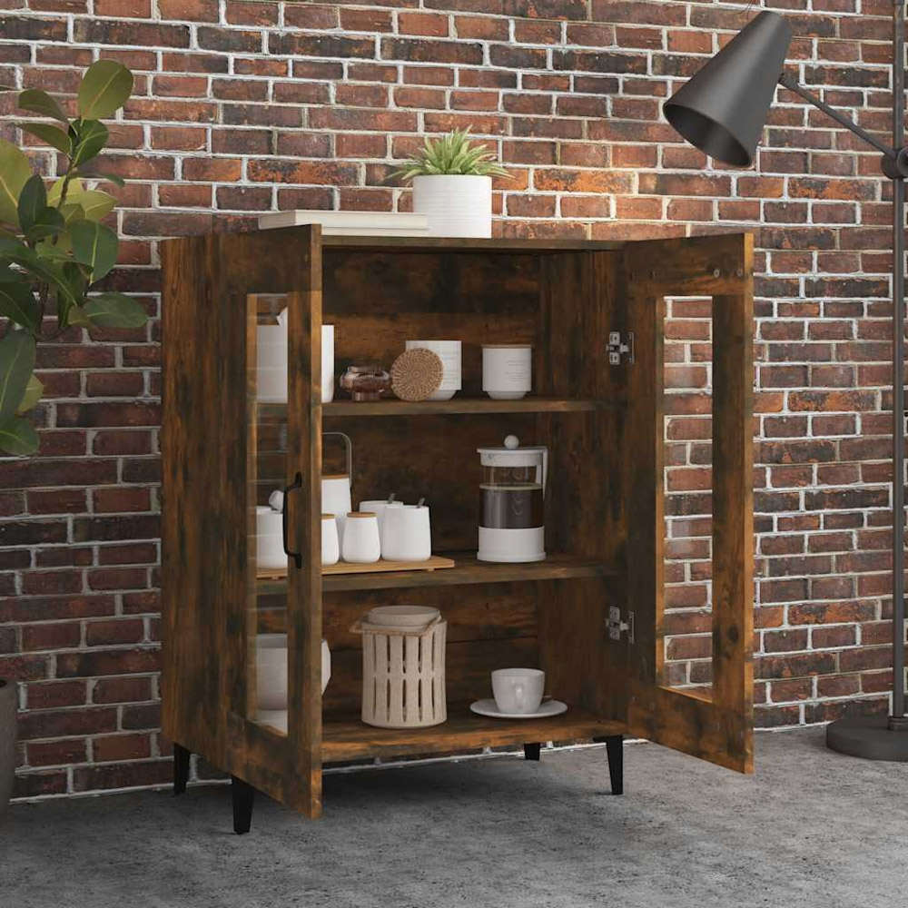 vidaXL 2 Glass Door Smoked Oak Sideboard Image 3