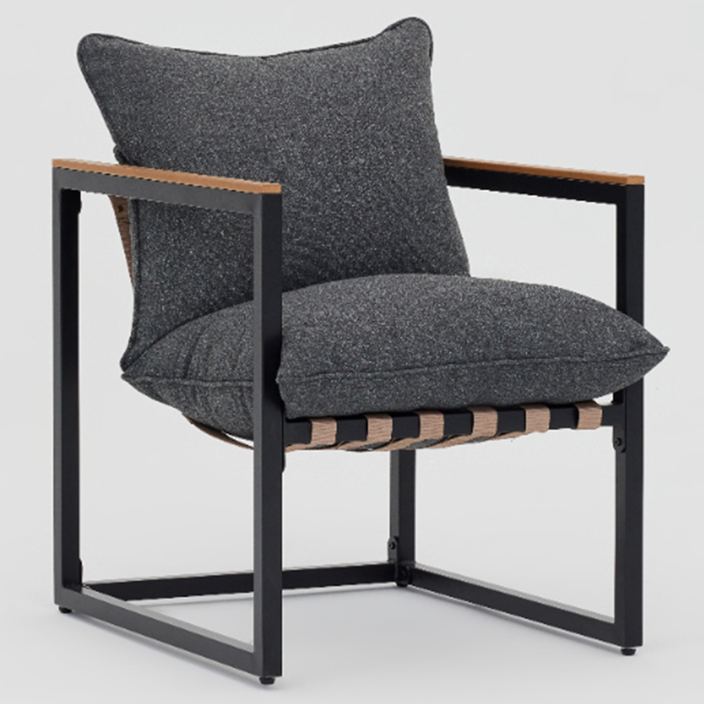 Home Detail Marbella 4 Seater Black Lounge Set with Dark Grey Cushions Image 3